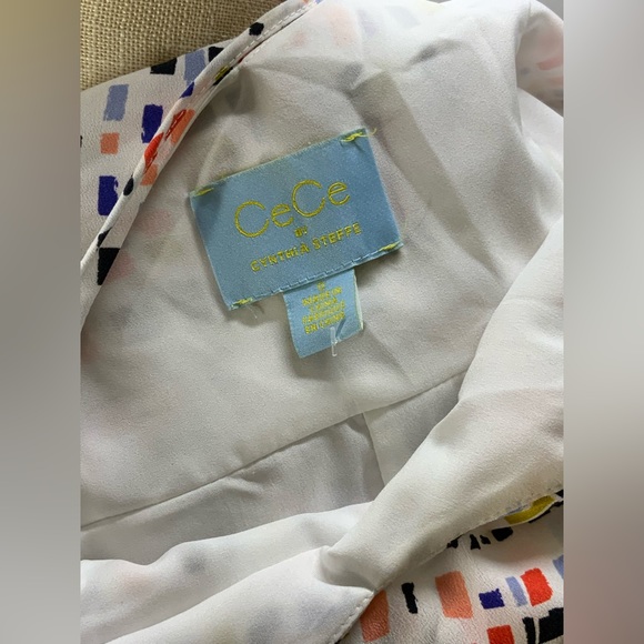 CeCe by Cynthia Steffe Strappy Summer Dress-White with Geometric Pattern-Size 0 - Picture 9 of 14